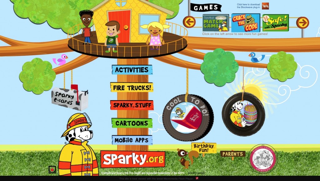 And check out Sparky’s Schoolhouse ! Fire safety videos, worksheets
