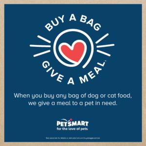 buy a bag, give a meal, petsmart 